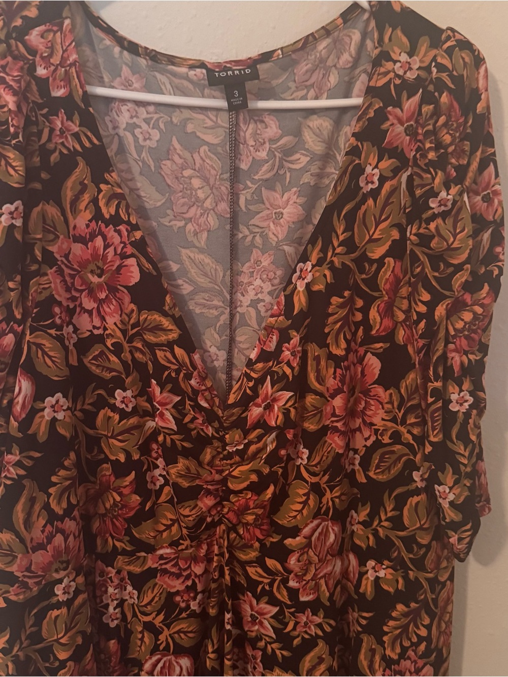 Torrid Black Floral Dress with Pink Rose Print. It has pockets! - Picture 2 of 6
